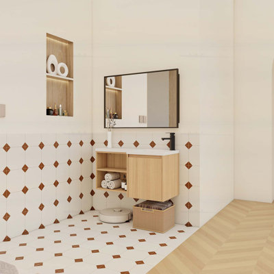 Corner Floating Bathroom Vanity with Sink