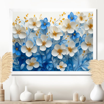 Whie On Velvet Blue Poppies Field II - Coquelicots, art mural