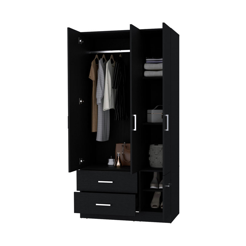 Armoire blanche à 4 tiroirs et 2 portes, H 71,2 po x l 35,5 po x P 18,8 po, Noir