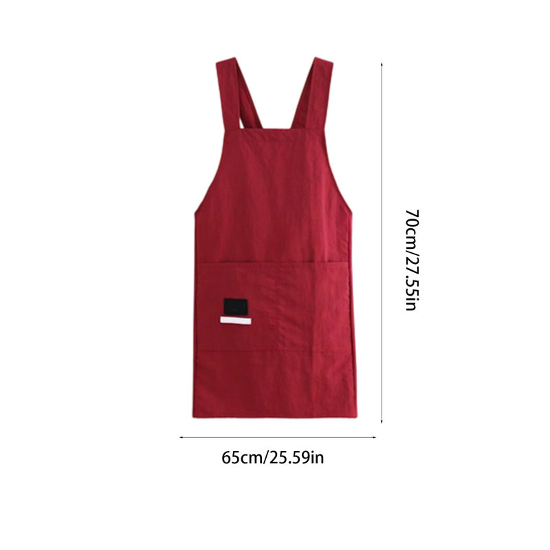 Water Resistant Soft Nylon Apron, Adjustable H Back Strap With Large Pocket For Gardening Cooking, 27.6x25.6in Red, Red