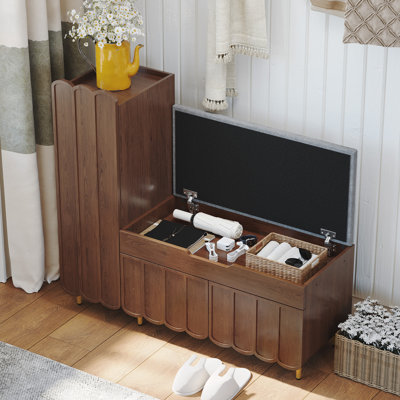 W Entryway Shoe Bench, Lift Top Storage Box,L Shape Living Room Shoe Organizer Cabinet, by Mercer41