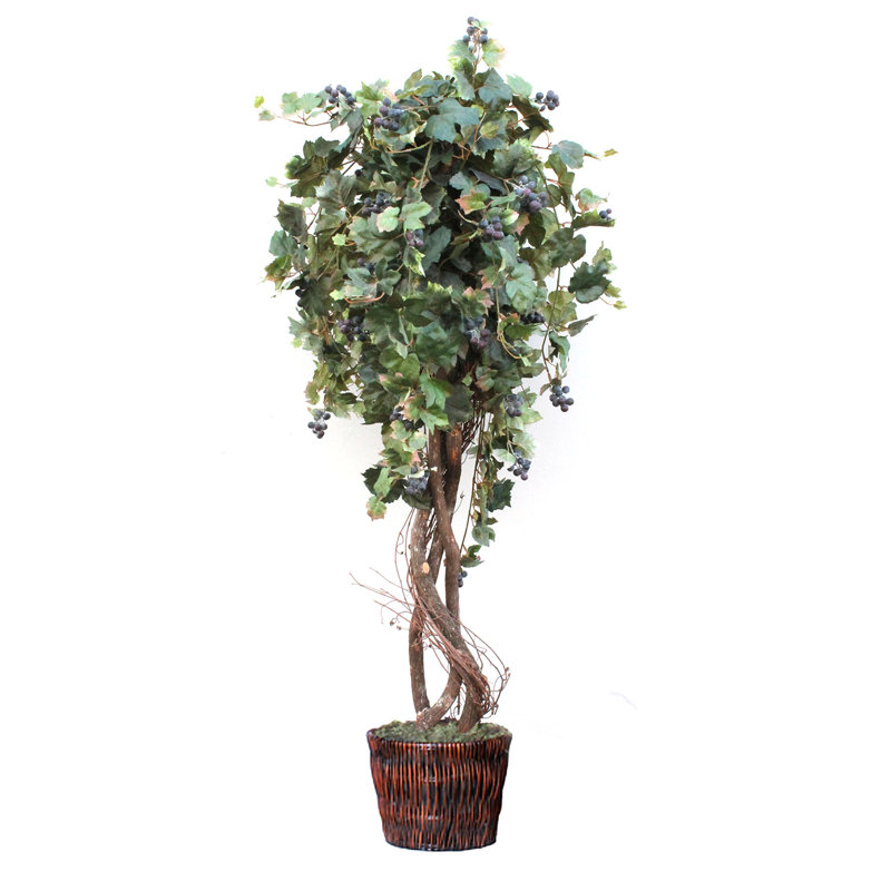 Faux Cattail Tree in Metal Basket