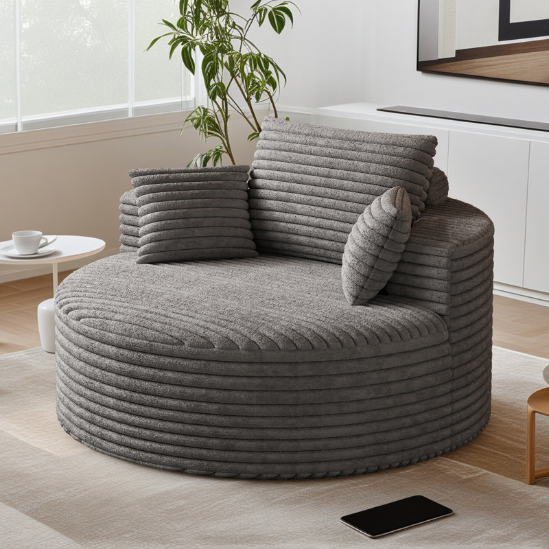 Fauteuil demi-tonneau 50 po, Grey Corduroy
