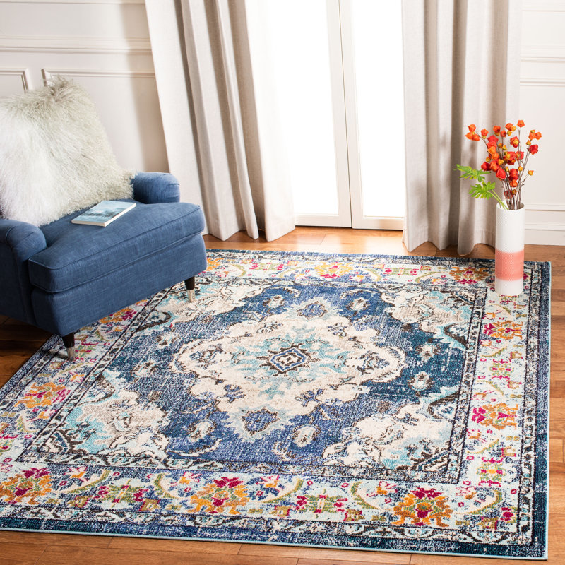 Almyra Oriental Area Rug, Square 11', Grey/Light Blue