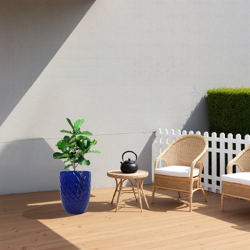 Jardinière décorative 17 po en céramique avec trou pour drain Dia, Bleu très foncé