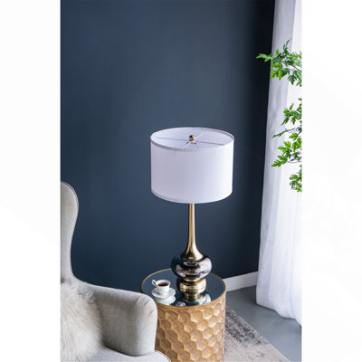 D15x29" Table Lamp With Glass Drum