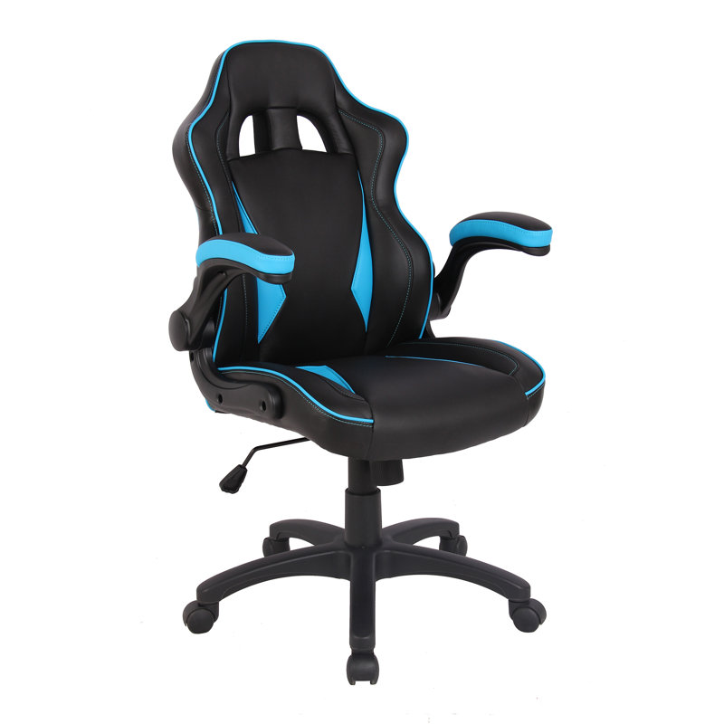 Zipcode Design Ottman Adjustable Ergonomic Faux Leather PC & Racing Game Chair, Blue/Black