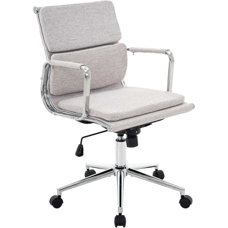 Aime Office Desk Chair, Ergonomic Office Chair, Mid Back Desk Chair With Adjustable Height, Light Gray