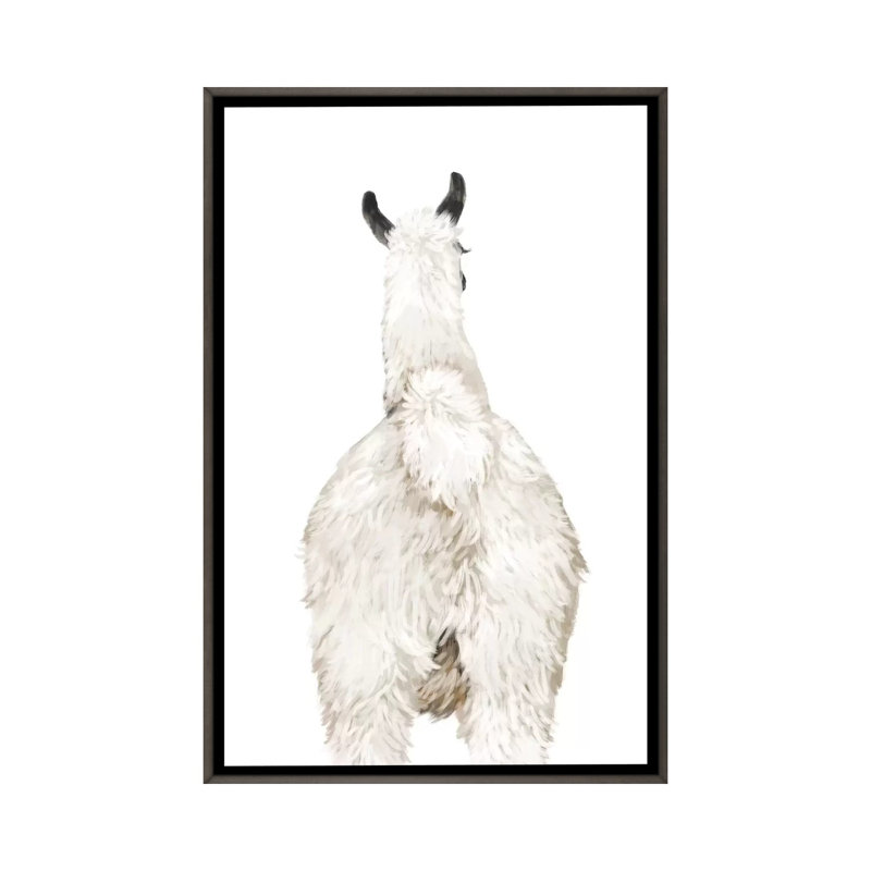 Art du lama, H 26 po x l 18 po x P 1,5 po, Toile encadrée de bois rustique foncé