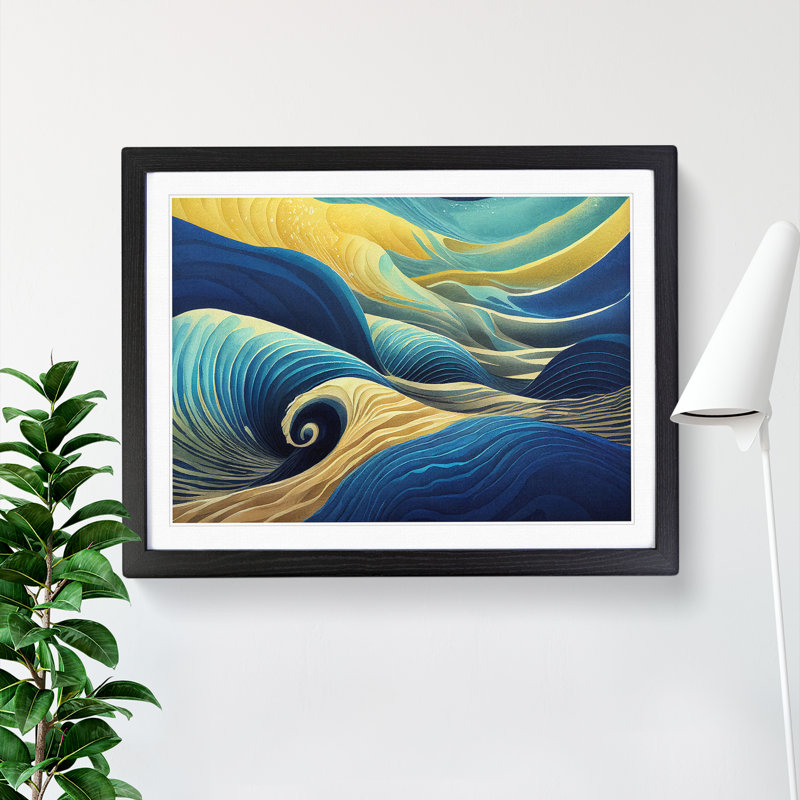XH1022-8739X Surrealistic Ocean Wave Vol.3 Abstract 1 Piece Single Picture Frame Wall Art, 34cm H x 46cm W x 2cm D, Black