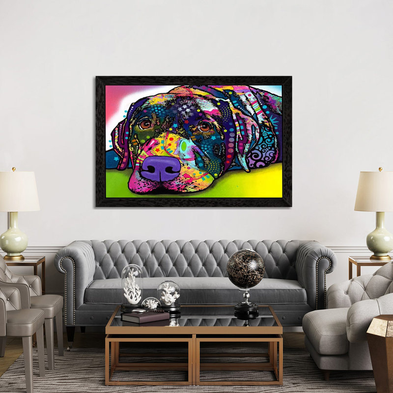 Savvy Labrador by Dean Russo - Print on Canvas, 152.5 cm H x 101.5 cm W, Black Framed