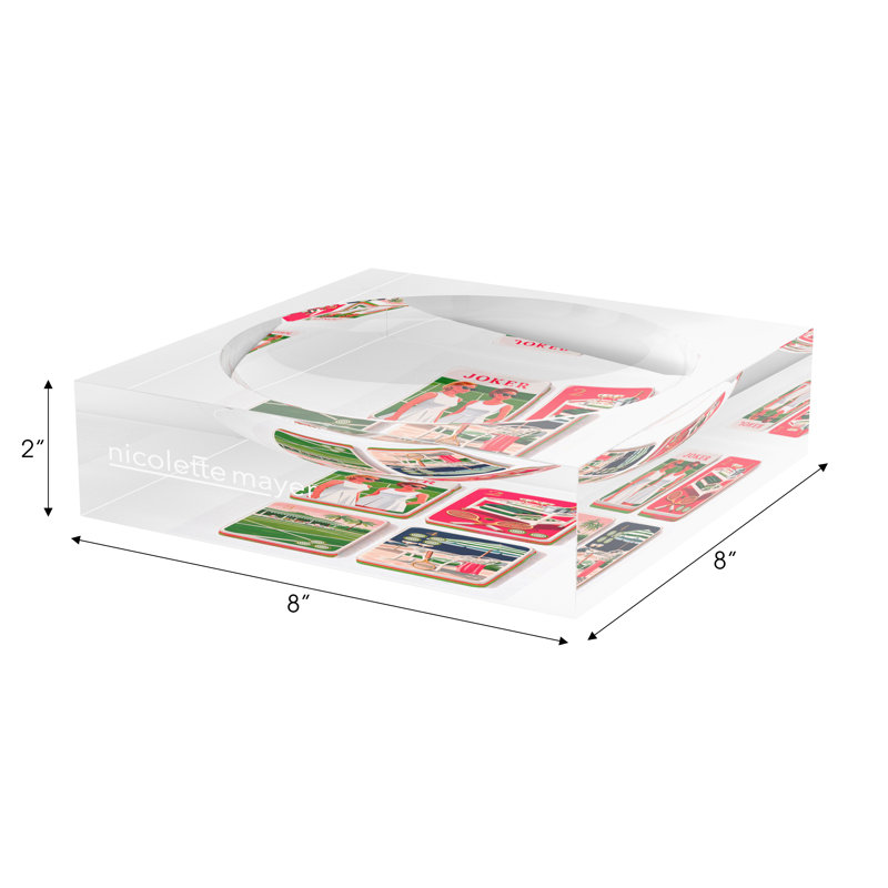 Mahjong Acrylic Decorative Tray, 8"W x 8"D x 2"H