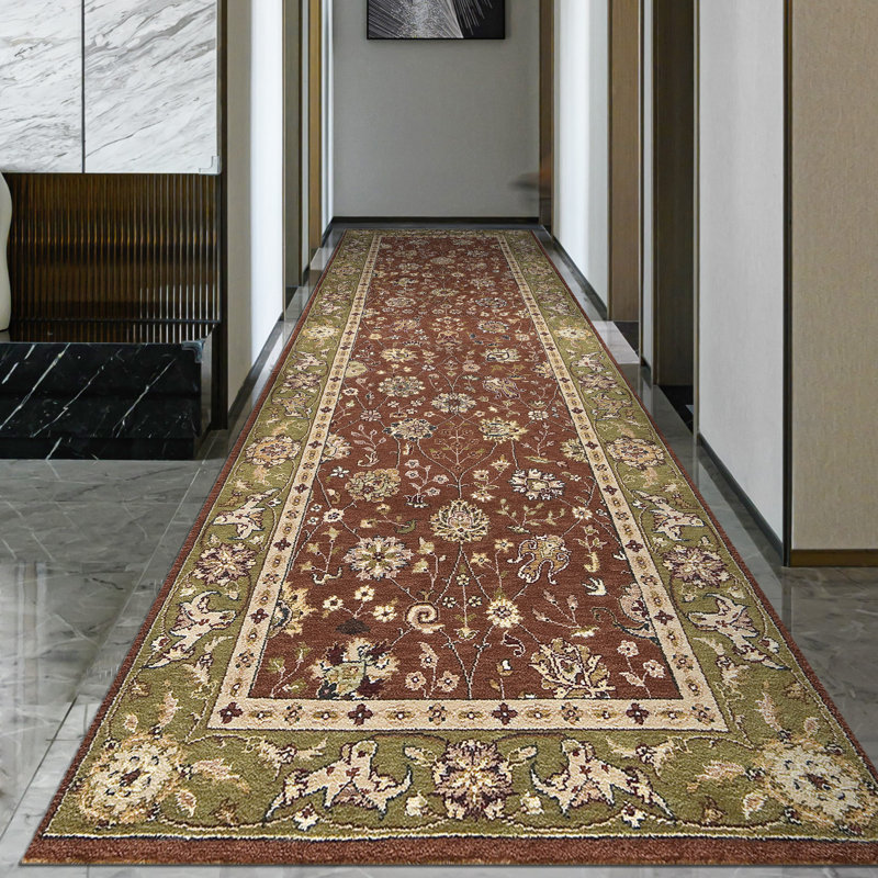 Hand Knotted Oriental Area Rug in Rust/Sage, Rectangle 3' x 5'
