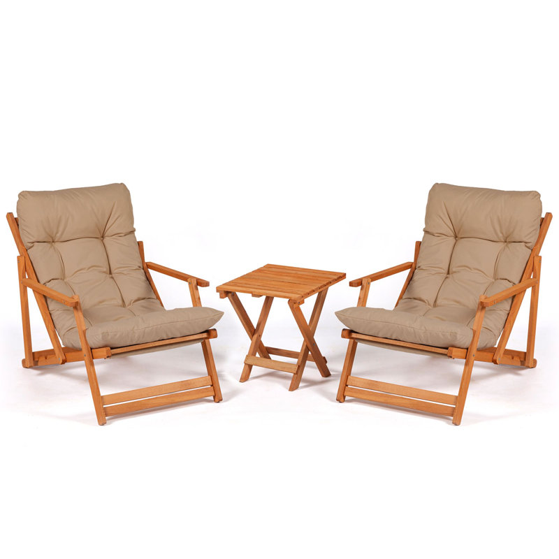 Rustic Garden Table & Chairs Set (3 Pieces), 100% Beech Wood, Table: 15.7 x 15.7 x 15.7 inches | Chairs: 19.7 x 31.9 x 19.7 inches | No Varnish, Water-Based Preservative, Brown & Natural Finish | Perfect for Outdoor Dining & Relaxation