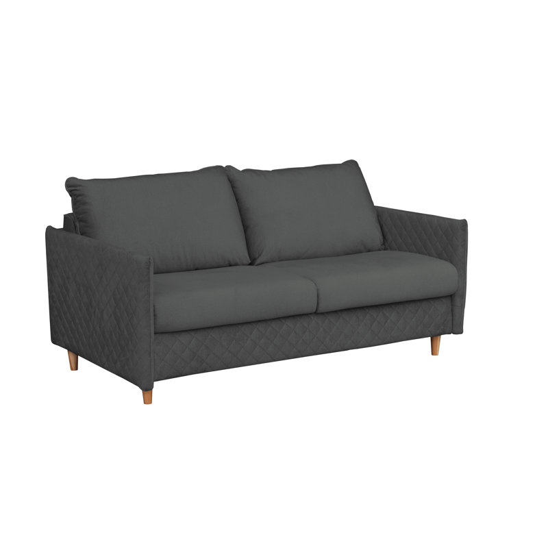 Melieck 2 Seater Velvet Sofa Bed with Mattress, Anthracite