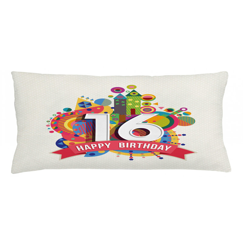 Housse de coussin lombaire d’intérieur/d’extérieur seizième anniversaire, 16 po x 36 po