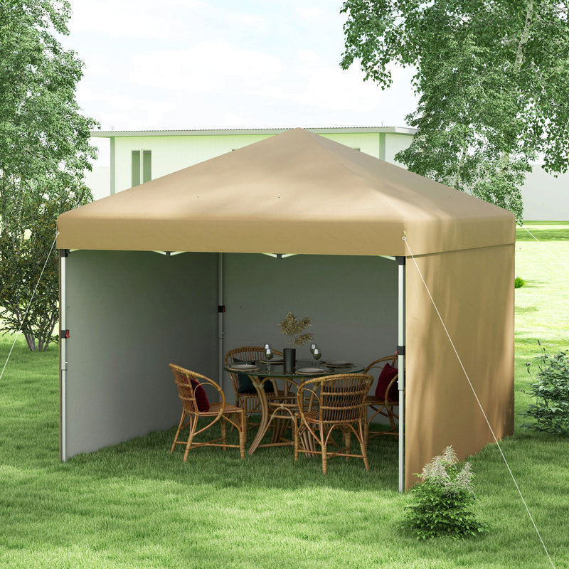 Auvent escamotable 10 pi x 10 pi, parois latérales, hauteur réglable, abri de jardin pour tentes de jardin, beige