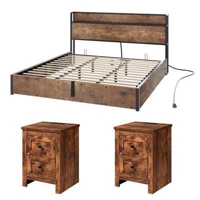 Tryston 3-pieces Rustic & Farmhouse King Bedroom Set, Brown