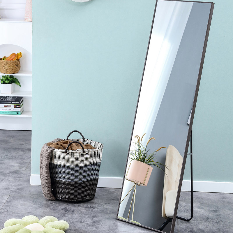 Miroir d'appoint mural 3ème génération en bois massif gris, verre incassable, idéal pour la chambre à coucher et le porche