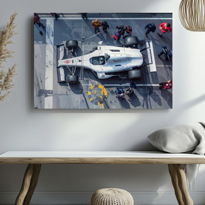 Wall Art Precision Pitstop Top Down Racing Team In Motion Canvas Ready To Hang Gallery Wrapped Home Decor Modern Design Premium Quality