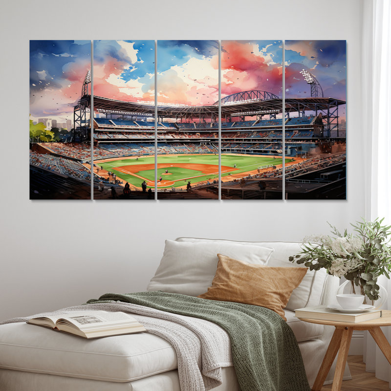 "Abstract Baseball Stadium III" sur toile, reproduction de 5 pièces