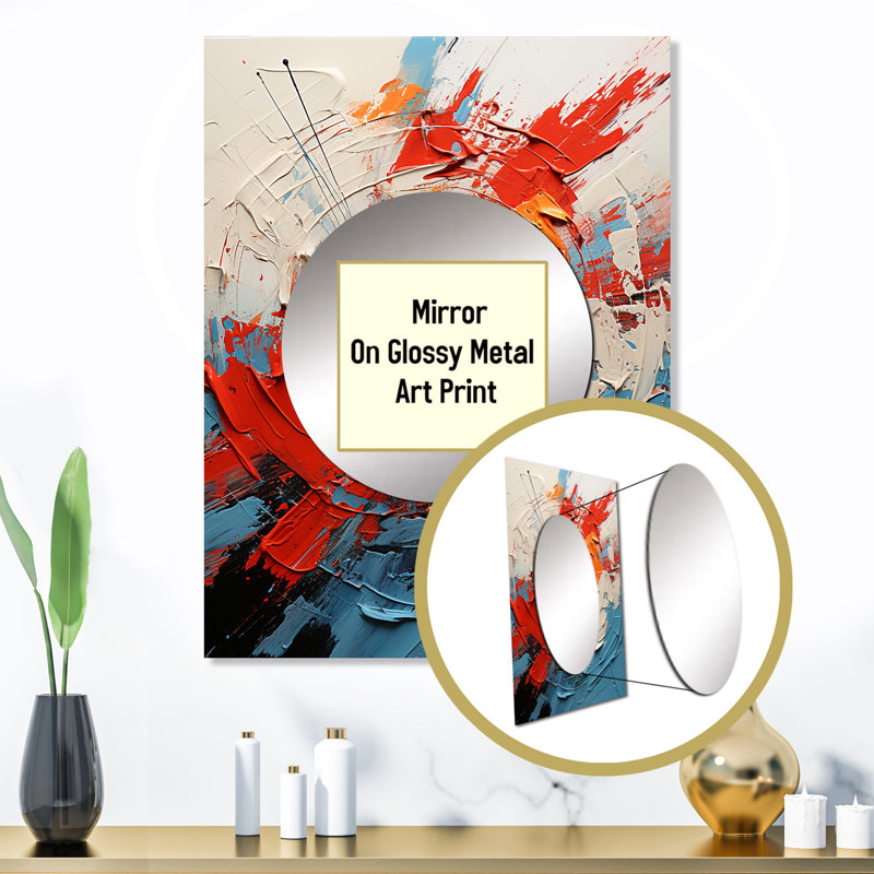 Millana Spiral Chaos collages Unleashed II - grand miroir abstrait, miroir mural décoratif moderne, art imprimé en métal