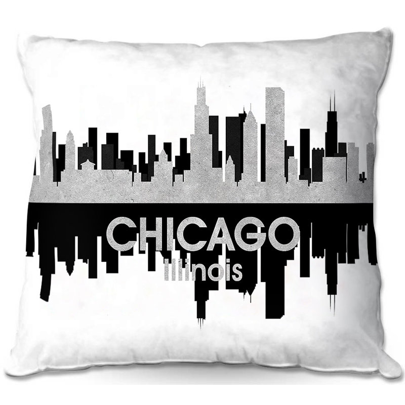 Coussin chicago illinois, H 18 po x l 18 po x P 5 po