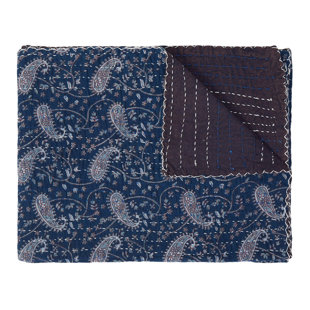 Jeté Kantha en coton avec broderie 50 po x 70 po Kantha