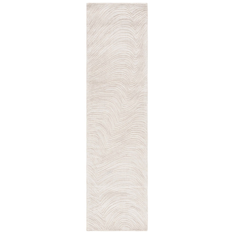 Aniessa Striped Hand Tufted Wool/Cotton Area Rug in White, Runner 2'3" x 9'