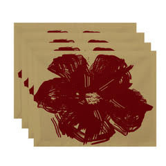 Upper Vobster Polyester Floral Rectangle Placemat, Buddha Red
