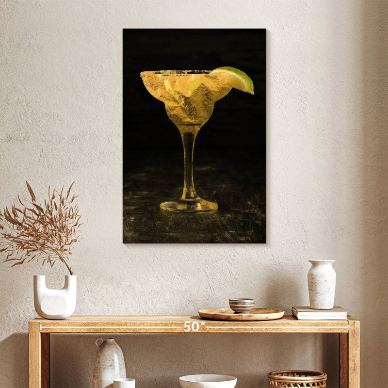 Cocktail rétro sur toile, H 36 po x l 24 po x P 1,25 po