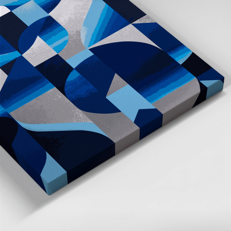 «Abstract Shapes» 13, art mural sur toile bleue, H 30 po x l 20 po
