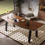 Bureau à 1 tiroir brun noisette + noir + beige massif et bois manufacturé-1320807477