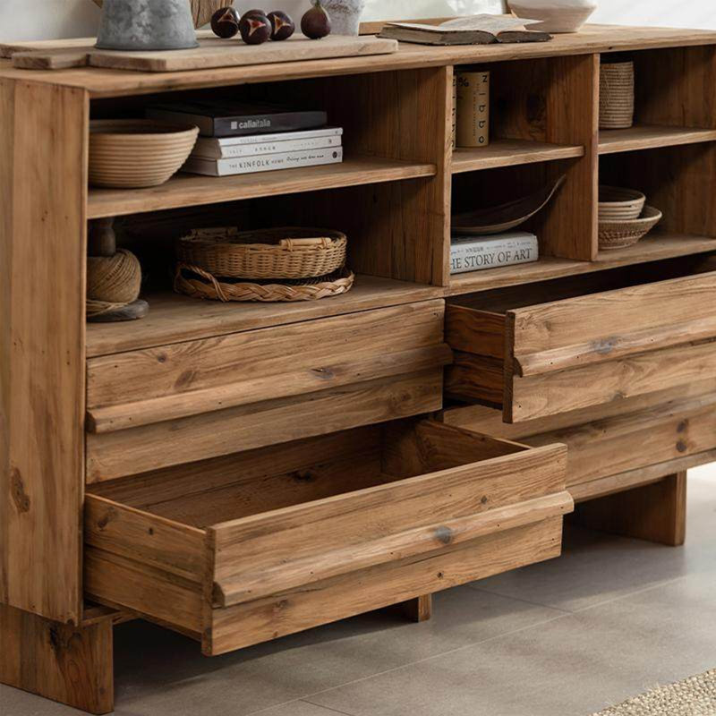 Recessed wall-mounted drawer storage cabinet