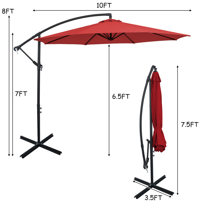 Parasol en porte-à-faux 120 po Rollinsville, Rouge