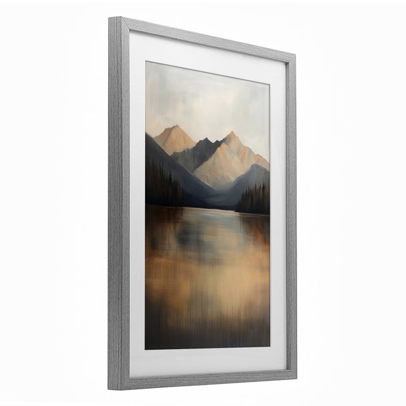 «Terracotta Reflection Moody Landscape», reproduction encadrée sous verre, conception de Petal Prints Design