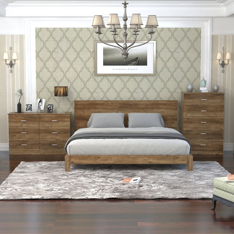Allyannah 3 Pieces Bedroom Set, King, Knotty Oak