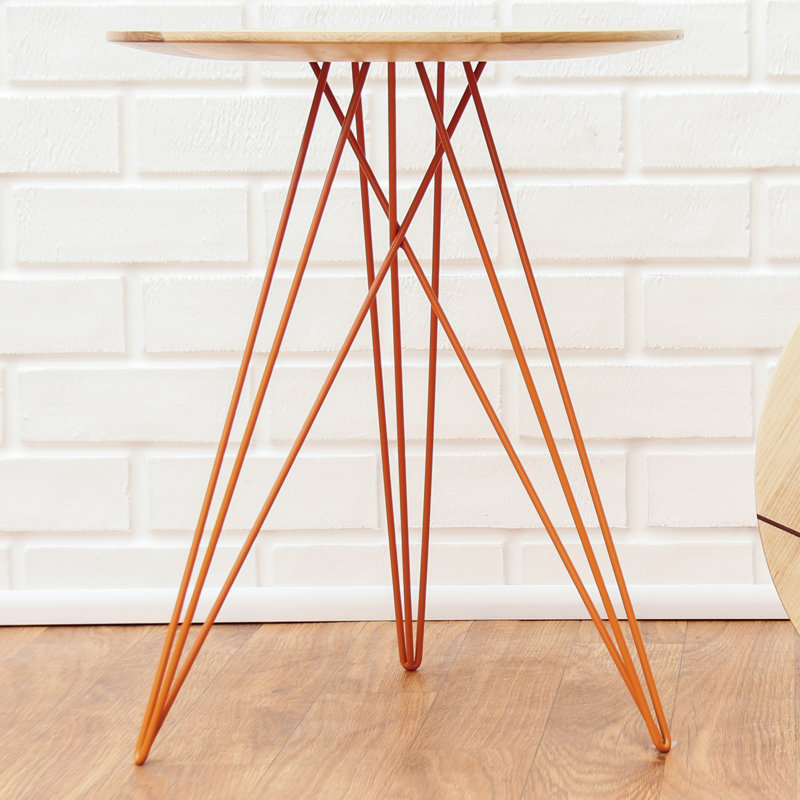 Hudson Solid Wood Top End Table, Maple, Orange