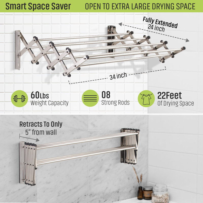 Stainless Steel Wall-Mounted Expandable Drying Rack