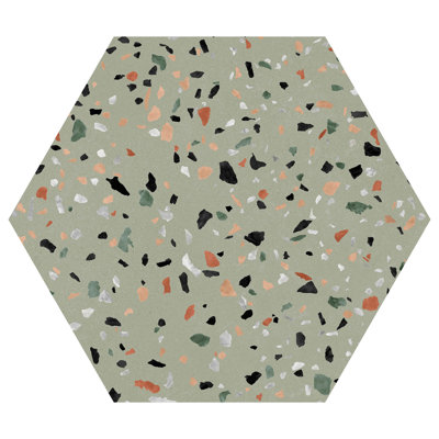 Kallisto Carbas Grey 8-in. x 9-in. Hexagon Terrazzo Matte Porcelain Floor and Wall Tile