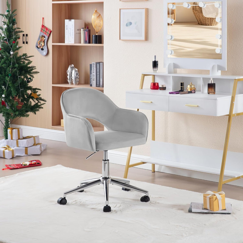 Pehrson Velvet Office Chair, Grey