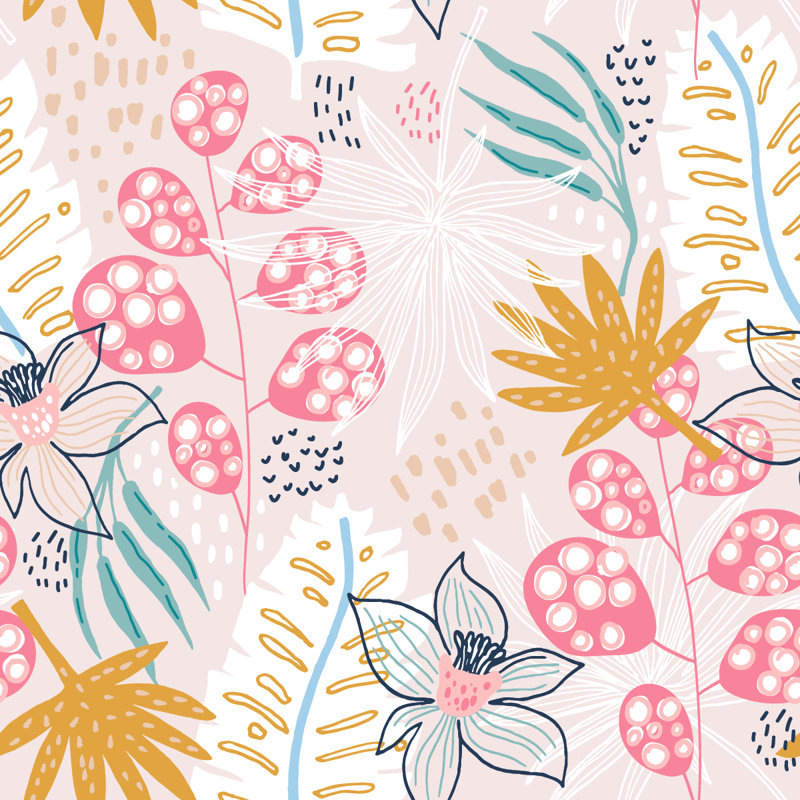 Carreau de papier peint l 10,4 pi x l 25 po Brightly Leaves