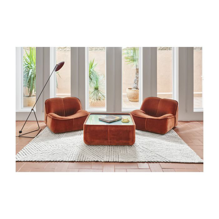 Fields Hand Tufted Wool Geometric Area Rug in Natural/Linen