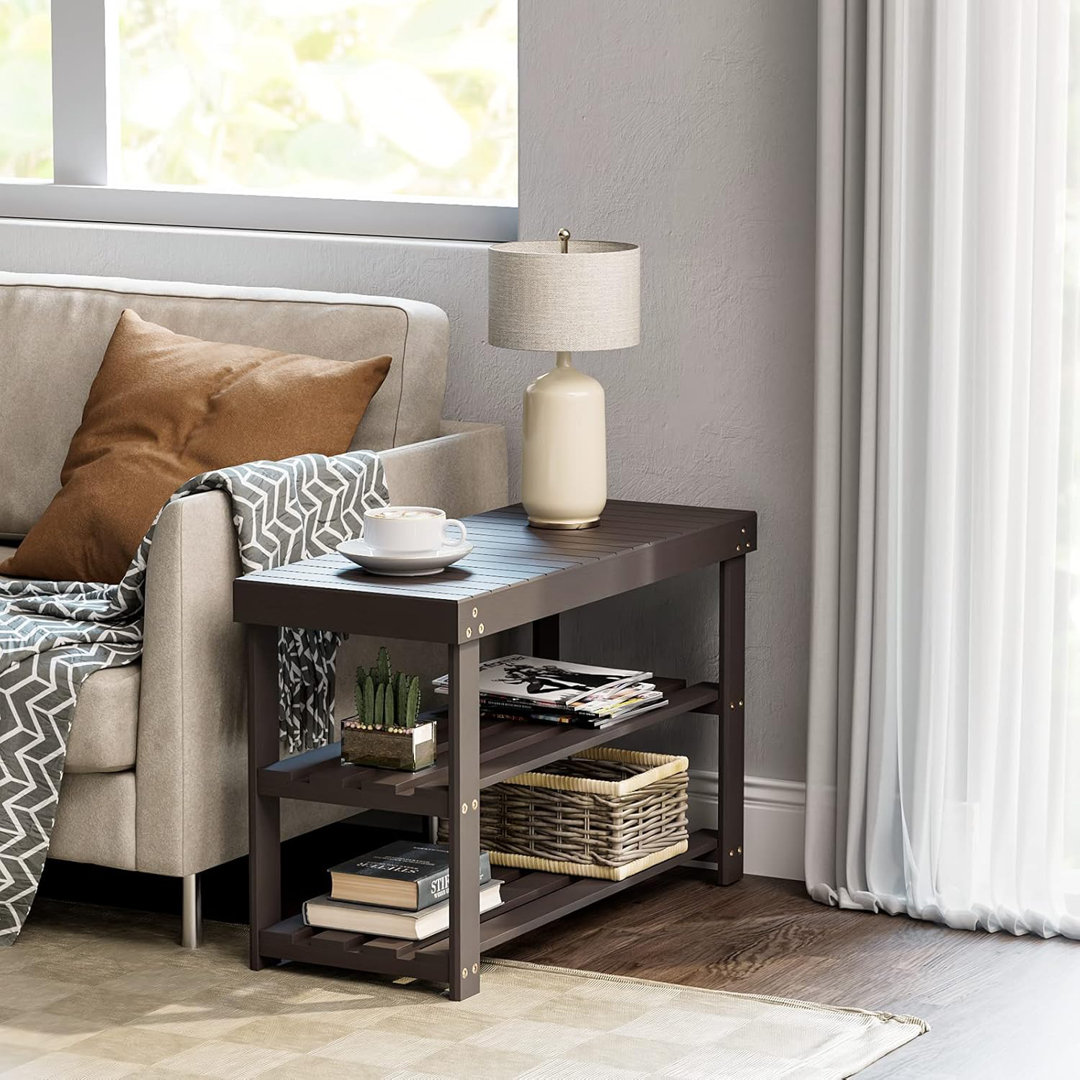 3-Tier Bamboo Shoe Storage Bench, Entryway Shoe Rack Organizer with Sturdy Frame, Space-Saving Shoe Shelf for 9-12 Pairs Millwood Pines 