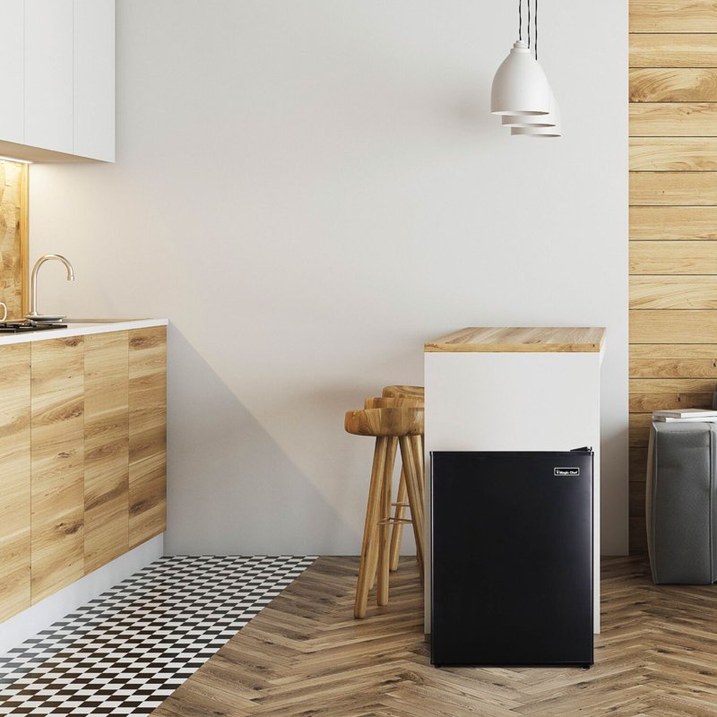 Compact Black Freestanding Smart Refrigerator with Reversible Door