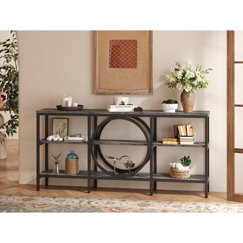 66"Console Table Industrial  Long Sofa Table, Gray