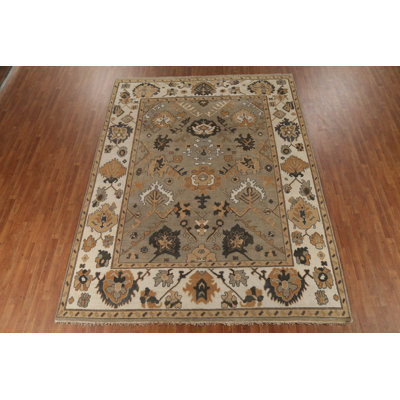 Tapis indien All-Over Oushak beige et ivoire 9 x 12