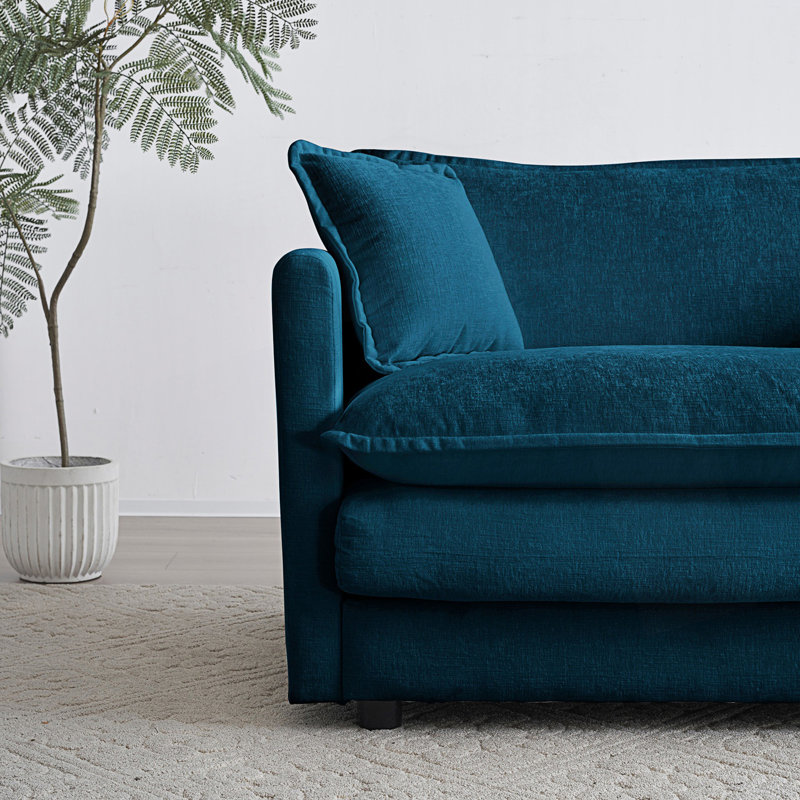 Canapé modulaire surdimensionné en forme de L avec repose-pieds réversible Contemporary, Bleu