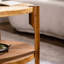 Table basse ronde en bois massif pour le salon, table basse ronde à 2 niveaux avec tablette de rangement, table basse moderne Mid-Century, espace restreint pour la maison, assemblage facile