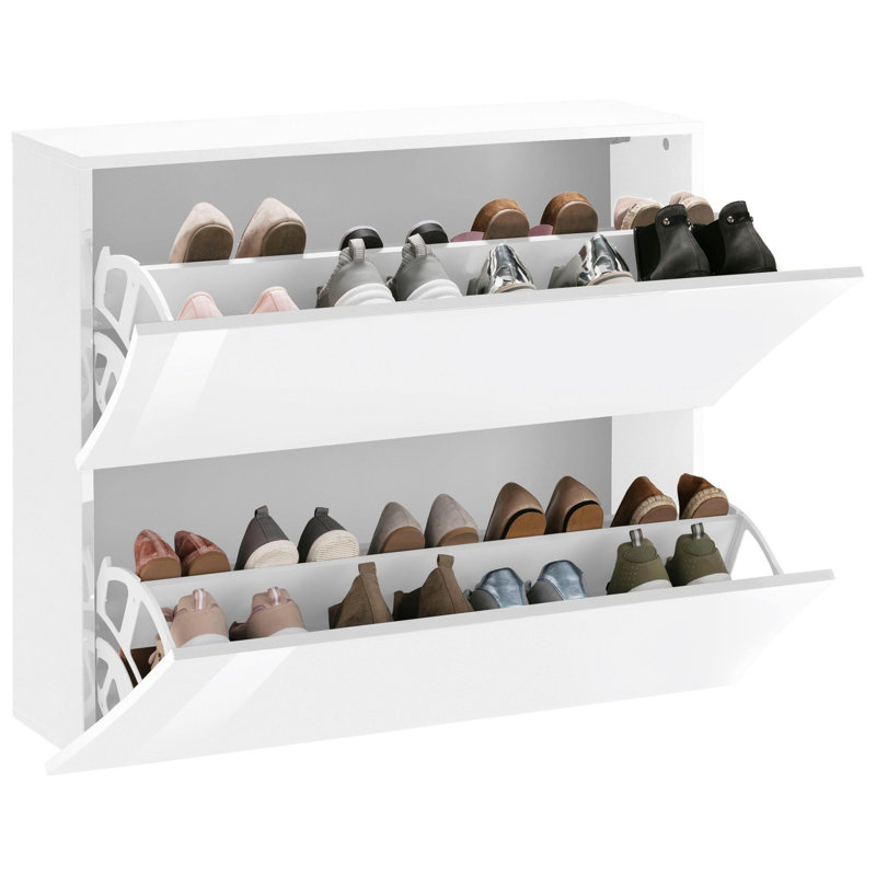 Kimbolton 16 Pair Flip Down Shoe Storage, White